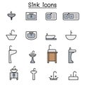 Sink color line icon set