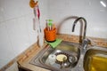 Sink with dirty dishes Royalty Free Stock Photo