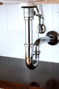 Sink drain pipe in a bathroom Royalty Free Stock Photo