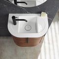 Sink and faucet in modern bathroom interior.