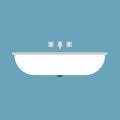Sink front view equipment symbol domestic vector icon white. Contemporary silhouette ceramic basin