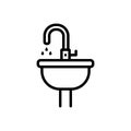 Black line icon for Sink, washbasin and bathroom Royalty Free Stock Photo