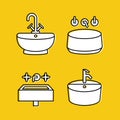 Sink icons set. Plumbing vector line icons set. Royalty Free Stock Photo