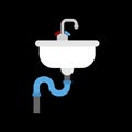 Sink isolated. Washbasin white. Plumbing vector illustration. Royalty Free Stock Photo