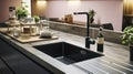 A sink in a modern kitchen. Functional Artistry. Generative AI