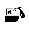 Sink tap disinfection black glyph icon