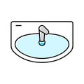 sink top view color icon vector illustration