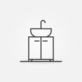 Sink on Vanity Unit vector thin line concept icon