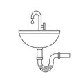 Sink vector icon. Sink with blocked pipe.