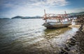 The sinked boat with fisherman village3 Royalty Free Stock Photo