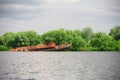 Sinked rusty ship Royalty Free Stock Photo