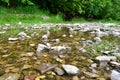 The sinking Danube water disappears into a karst water system of the well-stratified limestone formation.