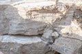 Sinkhole filled with turquoise water, near Dead Sea coastline. Leyers of mud and salt. Hole formed when underground salt Royalty Free Stock Photo