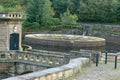 Sinkhole or overflow pipe in the Ladybower reservoir, Derbyshire,England. Royalty Free Stock Photo