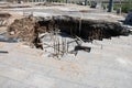 Sinkhole in Sidewalk Royalty Free Stock Photo