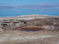 Sinkholes near the Dead Sea, formed by dissolution of underground salt. Israel Royalty Free Stock Photo