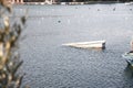 Sinking boat in the sea