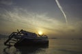 Sinking boat in the sea Royalty Free Stock Photo