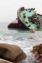 Sinking cargo ship in Hong Kong