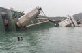 Sinking cargo ship in Hong Kong