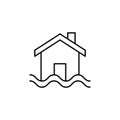 sinking house line icon. Element of insurance sign for mobile concept and web apps. Thin line sinking house icon can be used for Royalty Free Stock Photo