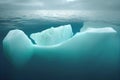 Sinking iceberg dive to depths of ocean seascape.