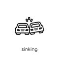 Sinking icon. Trendy modern flat linear vector Sinking icon on w