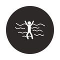 sinking person icon in badge style. One of Death collection icon can be used for UI, UX