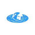 Sinking planet earth with continents concept for poster global warming global flood climate change emblem Royalty Free Stock Photo