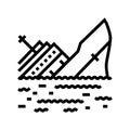 sinking ship sad mood line icon vector illustration