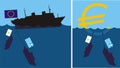 Sinking eurozone - cypriot and greek crisis Royalty Free Stock Photo