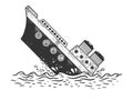 Sinking steamboat ship sketch engraving vector