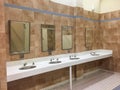 Sinks in clean public restroom