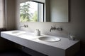 Sinks minimalist bathroom room. Generate Ai Royalty Free Stock Photo
