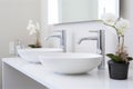 Sinks minimalist bathroom style. Generate Ai Royalty Free Stock Photo