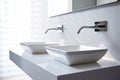 Sinks minimalist bathroom white. Generate Ai Royalty Free Stock Photo