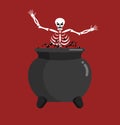 Sinner in boiler. Skeleton in pot. Cook for sinners in resin. Re