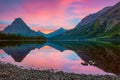 Sinopah Mountain and its reflection in Two Medicine Lake.Glacier National Park.Montana.USA Royalty Free Stock Photo