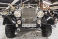 SINSHEIM, GERMANY - APRIL 8, 2018: Black Mercedes old-timer car with inscribed license plate `MUSEUM SINSHEIM` in the auto and tec