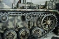 SINSHEIM, GERMANY - OCTOBER 16, 2018: Technik Museum. Caterpillars of the old camouflage tank