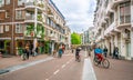 The Sint Antoniusbreestraat with tourist and locals riding bikes