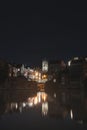 Sint-Baafskathedraal in the historic part of Ghent during the night. Belfry of Ghent