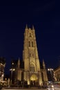 Sint Baafskathedraal, St Bavo Cathedral at night, Ghent, Belgium