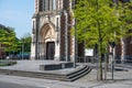 Sint-Gillis-Waas, East Flemish Region, Belgium - Old market square and church of Saint Giles, also known als Giles the Hermit