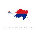 Sint Maarten flag map. The flag of the country in the form of borders. Stock vector illustration isolated on white background Royalty Free Stock Photo