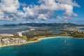 Sint Maarten's island Netherlands side Mullet bay beach view from the air