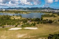 Sint Maarten's island Netherlands side Mullet bay golf view from the air Royalty Free Stock Photo