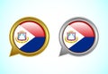 Sint Marteen flag speech bubble. Speaking flag icon in gold and silver color Royalty Free Stock Photo