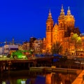 Sint-Nicolaaskerk at Night, Amsterdam