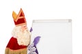 Sinterklaas with blank whiteboard Royalty Free Stock Photo